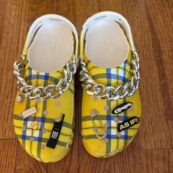 Clueless Cher crocs with extra jibbitz womens 10 worn once - Picture 2 of 6